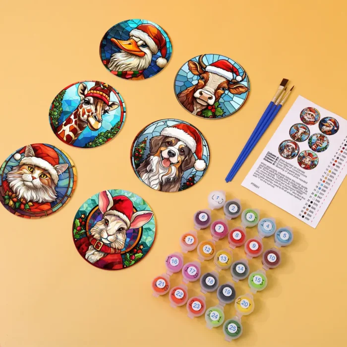 Cute Christmas Coaster - DIY Paint by Numbers