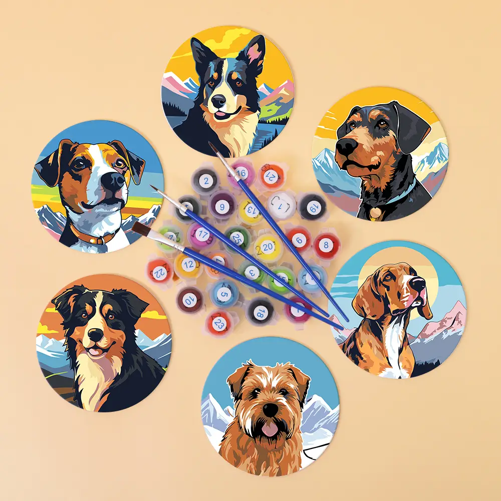 Niedliche Hunde Individuelle Getränkeuntersetzer Cute Dogs Custom Drink Coasters - DIY Paint by Numbers